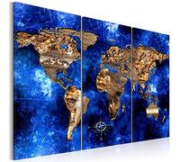 B&D XXL - Lavagna Di Sughero per Puntine - Mappa Mondo 120x80 cm 3 Pezzi - Bacheca Sughero da Parete & Quadri Componibili in un Uno - Grande Decorativo per Parete per le Note - Geografica k-A-0050-p-h