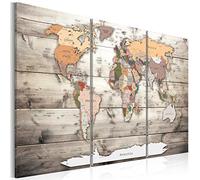 B&D XXL - Lavagna Di Sughero per Puntine - Mappa Mondo 120x80 cm 3 Pezzi - Bacheca Sughero da Parete & Quadri Componibili in un Uno - Grande Decorativo per Parete per le Note - Terra k-C-0035-p-g