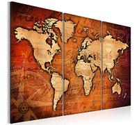 B&D XXL - Lavagna Di Sughero per Puntine - Mappa Mondo 120x80 cm 3 Pezzi - Bacheca Sughero da Parete & Quadri Componibili in un Uno - Grande Decorativo per Parete per le Note - Terra k-A-0066-p-b