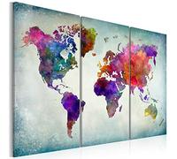 B&D XXL - Lavagna Di Sughero per Puntine - Mappa Mondo 120x80 cm 3 Pezzi - Bacheca Sughero da Parete & Quadri Componibili in un Uno - Grande Decorativo per Parete per le Note - Geografica k-C-0047-p-f