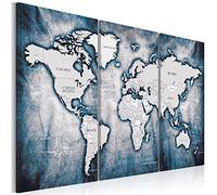 B&D XXL - Lavagna Di Sughero per Puntine - Mappa Mondo 120x80 cm 3 Pezzi - Bacheca Sughero da Parete & Quadri Componibili in un Uno - Grande Decorativo per Parete per le Note - Geografica k-A-0067-p-c