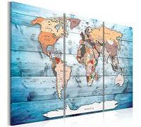 B&D XXL - Lavagna Di Sughero per Puntine - Mappa Mondo 60x40 cm 3 Pezzi - Bacheca Sughero da Parete & Quadri Componibili in un Uno - Grande Decorativo per Parete per le Note - Geografica k-C-0035-p-h
