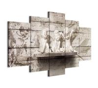 B&D XXL - Quadro 100x50 cm 5 Pezzi - Stampa su Tela Strutturata XXL Grande - Quadri Moderni Componibili Camera da Letto Matrimoniale - Stampe da Parete Arte - angelo legno h-B-0048-b-m