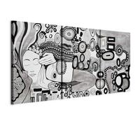 B&D XXL - Quadro 120x60 cm 3 Pezzi - Stampa su Tela Strutturata XXL Grande - Quadri Moderni Componibili Camera da Letto Matrimoniale - Stampe da Parete Arte - Astratto Klimt a-A-0272-b-e