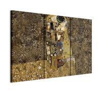 B&D XXL - Quadro 120x80 cm 3 Pezzi - Stampa su Tela Strutturata XXL Grande - Quadri Moderni Componibili Camera da Letto Matrimoniale - Stampe da Parete Arte - Klimt bacio astratto l-A-0003-b-f