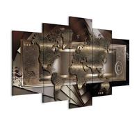 B&D XXL - Quadro 150x75 cm 5 Pezzi - Stampa su Tela Strutturata XXL Grande - Quadri Moderni Componibili Camera da Letto Matrimoniale - Stampe da Parete Arte - Cittàmappa del mondo k-A-0013-b-o