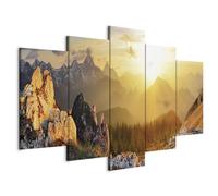 B&D XXL - Quadro 200x100 cm 5 Pezzi - Stampa su Tela Canvas con Struttura - Quadri Componibili Moderni Soggiorno Grandi - Murale Arte Decorazioni da Parete Decori - Astratto - Monte Cima c-B-0056-b-m