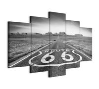 B&D XXL - Quadro 200x100 cm 5 Pezzi - Stampa su Tela Strutturata XXL Grande - Quadri Moderni Componibili Camera da Letto Matrimoniale - Stampe da Parete Arte - Route 66 paesaggio c-B-0020-b-p