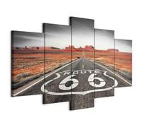 B&D XXL - Quadro 200x100 cm 5 Pezzi - Stampa su Tela Strutturata XXL Grande - Quadri Moderni Componibili Camera da Letto Matrimoniale - Stampe da Parete Arte - Route 66 paesaggio c-B-0020-b-o