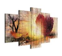 B&D XXL - Quadro 200x100 cm 5 Pezzi Stampa su tela XXL Immagini Moderni Murale Fotografia Grafica Decorazione da parete Quadri Componibili Natura Vintage Herbst Paesaggio Amore c-C-0065-b-n