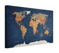 B&D XXL - Quadro Acustico Mappamondo 1 pezzo schiuma acustica Quadri Moderni Camera da Letto Matrimoniale - Stampa su Tela - Pannelli Fonoassorbenti Decorativi - Fonoassorbente Acustiche