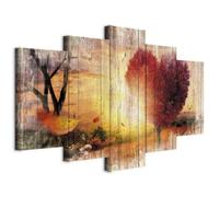 B&D XXL - Quadro Acustico Natura Vintage 5 pezzi schiuma acustica Quadri Moderni Camera da Letto - Stampa su Tela - Pannelli Fonoassorbenti Decorativi - Fonoassorbente Acustiche