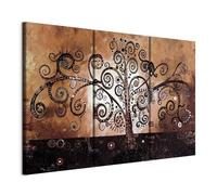 B&D XXL - Quadro Albero della vita Klimt 90x60 cm 3 Pezzi - Stampa su Tela Canvas con Struttura - Quadri Componibili Moderni Soggiorno Grandi - Murale Arte Decorazioni da Parete Decori a-A-0106-b-h