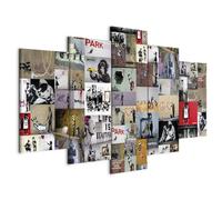 B&D XXL - Quadro Banksy 100x50 cm 5 Pezzi - Stampa su Tela Grande - Quadri Moderni Camera da Letto Matrimoniale - Pannelli Decorativi Stampe da Parete Arte - Regalo per Adolescente i-C-0092-b-n