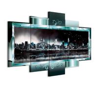 B&D XXL - Quadro Città New York 150x75 cm 5 Pezzi - Stampa su Tela TNT Tessuto - Quadri Componibili Moderni Grandi Soggiorno - Pannelli Decorativi per Pareti Decorazioni da Parete 020111-29