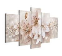 B&D XXL - Quadro Fiori Giglio 5 pezzi Stampa su tela XXL Immagini moderni trittico quadri grandi Murale Fotografia Grafica Decorazione soggiorno da parete Astratto Natura