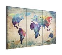 B&D XXL - Quadro Fonoassorbente Vintage Continenti 60x40 cm 3 Pezzi - Stampa su Tela Schiuma Acustica - Quadri Fonoassorbenti Decorativi Moderni - Protezione Rumori Camera da Letto Acustiche 020113-47