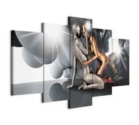 B&D XXL - Quadro in Rilievo Acrilico 225x112 cm 5 Pezzi su Tela Strutturata - Quadri Componibili Moderni Soggiorno Grandi - Stampa Artistica Dipinta a Mano Decori - Astratto Scultura h-A-0046-b-n