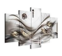 B&D XXL - Quadro in Rilievo Acrilico Handart 100x50 cm 5 Pezzi su Tela Strutturata - Quadri Componibili Moderni Soggiorno Grandi - Stampa Artistica Dipinta a Mano Decori - astratto a-A-0128-b-o