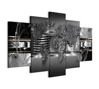 B&D XXL - Quadro Mappamondo 150x75 cm 5 Pezzi - Stampa su Tela in TNT Tessuta XXL Grande - Quadri Moderni Componibili Camera da Letto Matrimoniale - Stampe da Parete Arte - Ornamento k-C-10023-b-a