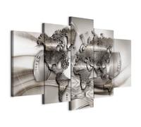 B&D XXL - Quadro Mappamondo 225x112 cm 5 Pezzi - Stampa su Tela Canvas con Struttura - Quadri Componibili Moderni Soggiorno Grandi - Murale Arte Decorazioni da Parete Decori - Astratto k-A-10015-b-a