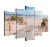 B&D XXL - Quadro Mare 200x100 cm 5 Pezzi - Stampa su Tela Canvas con Struttura - Quadri Componibili Moderni Soggiorno Grandi - Murale Arte Decorazioni da Parete Decori - Paesaggio Natura c-B-0006-b-n