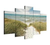 B&D XXL - Quadro Mare Spiaggia 200x100 cm 5 Pezzi - Stampa su Tela Canvas con Struttura - Quadri Componibili Moderni Soggiorno Grandi - Murale Arte Decorazioni da Parete Decori - Natura c-C-0039-b-n