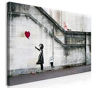B&D XXL - Quadro Mega XXXL Banksy Girl with red Balloon 170x85 cm Straordinario Stampa su Tela per un Facile Montaggio Fai Da Te Grande - Quadri Moderni Grandi Dimensioni - DIY Decorazione da parete