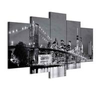B&D XXL - Quadro New York NY 150x75 cm 5 Pezzi - Stampa su Tela Canvas con Struttura - Quadri Componibili Moderni Soggiorno Grandi - Murale Arte Decorazioni da Parete Decori - Città 030202-12