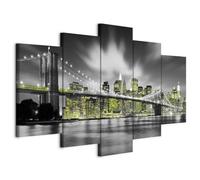 B&D XXL - Quadro New York NY 150x75 cm 5 Pezzi - Stampa su Tela Strutturata XXL Grande - Quadri Moderni Componibili Camera da Letto Matrimoniale - Stampe da Parete Arte - Città 030102-26