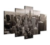 B&D XXL - Quadro NY New York 200x100 cm 5 Pezzi Stampa su tela in TNT XXL Immagini Moderni Murale Fotografia Grafica Decorazione da parete Quadri Componibili Citta City Architettura d-B-0065-b-m