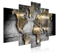 B&D XXL - Quadro Terra Mappamondo 225x112 cm 5 Pezzi - Stampa su Tela in TNT Tessuto XXL Grande - Quadri Moderni Componibili Camera da Letto Matrimoniale - Stampe da Parete Arte k-A-0498-b-b