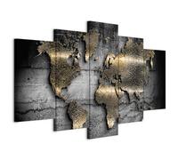 B&D XXL - Quadro Terra Mappamondo 225x112 cm 5 Pezzi - Stampa su Tela Strutturata XXL Grande - Quadri Moderni Componibili Camera da Letto Matrimoniale - Stampe da Parete Arte k-A-0498-b-b