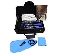 B Flat Clarinet con 17 Chiave, Design Squisito, Tasti Cupronickel, di Stoffa di Pulizia della Vezzatura Reed, Strumento ABS per Appassionati di Musica (BLACK) (BLUE