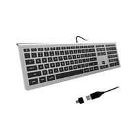 B.FRIENDIT Tastiera USB retroilluminata con cavo, comoda e silenziosa, tasti piatti a basso profilo, a forbice, durevole, ultra sottile, per MacBook Pro/Air, iMac, Mac mini, laptop, grigio argento
