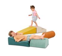 B. Giocattoli - Forme sensoriali in Schiuma - Set da Costruzione in Schiuma da 5 Pezzi - Cilindro, rampa, Scala, rampa ondulata, Mezzo Cilindro - Rimovibile e Lavabile in Lavatrice - 12+ Mesi