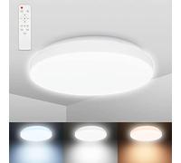 B.K.Licht 12W Plafonera LED per bagno dimmerabile, luce da calda a fredda CCT, IP44 resistente agli schizzi d'acqua, 1200lm, telecomando, lampada da soffitto con diametro 288mm