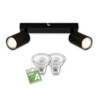 B.K.Licht - EEK A Lampada da soffitto LED orientabile, 3000K bianco caldo, 2W ciascuno, 450 lumen ciascuno, circa 50.000h luce, plafoniera, da soggiorno, cucina, soffitto, 25,5 cm, nero