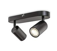 B.K.Licht Faretti da soffitto orientabili, attacco per 2 lampadine GU10 non incluse, plafoniera moderna in metallo nero opaco, 27x6x9cm, lampada da soffitto per ingresso, camera da letto o corridoio