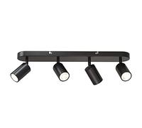 B.K.Licht Faretti da soffitto orientabili, attacco per 4 lampadine GU10 non incluse, plafoniera moderna in metallo nero opaco, lunga 55cm, lampada da soffitto per salotto, camera da letto o cucina