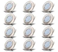 B.K.Licht Faretti LED ad incasso orientabili, set da 12, include 5W, diametro foro 68mm, lampade incasso per l'illuminazione da interno, luce calda 3000K, color nickel opaco, 230V, IP23