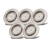 B.K.Licht Faretti LED da incasso orientabili e dimmerabili, 5,5W, 470Lm, luce calda 3000K, luci ultra sottili da soffitto, foro incasso Ø 68mm, set di 5, plastica nichel opaco, 230V IP23