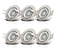 B.K.Licht Faretti LED da incasso orientabili e dimmerabili, include lampadine GU10 da 5W, diametro foro 68mm, set di 6, faretti da interno, corpo metallo color nickel opaco, 230V, IP23