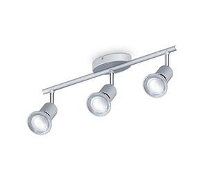 B.K.Licht Faretti LED da soffitto orientabili, include 3 lampadine LED GU10 da 5W 400Lm, luce bianca neutra 4000K, plafoniera moderna in metallo, lampada da soffitto color titanio IP20