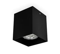 B.K.Licht Faretto da soffitto, attacco per lampadina GU10 non inclusa, Lampada da soffitto quadrata 8x8x9.5cm, metallo colore nero, Plafoniera per cucina, entrata, corridoio, scale 230V IP20