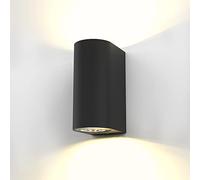 B.K.Licht Lampada da parete LED, applique da esterno, include 2 lampadine GU10 da 4,7W, plafoniera da parete per interni, luce calda 3000K, 400Lm, lampada a muro in metallo nera IP44