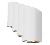 B.K.Licht Lampada da parete LED, applique da esterno, include 2 lampadine GU10 da 5W, plafoniera da parete per interni, luce calda 3000K, 800Lm, lampada a muro in metallo bianca, IP44
