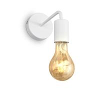 B.K.Licht Lampada da parete retrò, lampadina E27 non inclusa, applique vintage, lampada da lettura per ambienti moderni o dal design industriale, metallo bianco, IP20