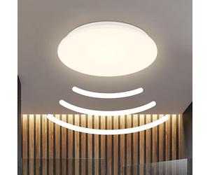 B.K.Licht - Lampada da soffitto a LED con sensore di movimento, lampada da soffitto a LED per il bagno, lampada con protezione dagli spruzzi d'acqua e luce bianca calda, bagno, lampada da cucina, 27 x