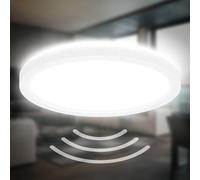B.K.Licht - Lampada da soffitto a LED con sensore di movimento, piatto, IP44, protezione dagli spruzzi d'acqua, lampada da soffitto a LED, pannello LED, lampada da bagno, lampada da cucina, lampada